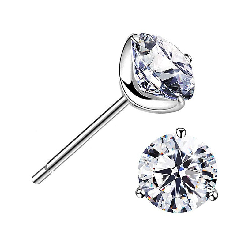 "STUNNING FLAME" 18K Gold Plated Silver Brilliant Cut Simulated Diamond Cubic Zirconia Stud Earrings