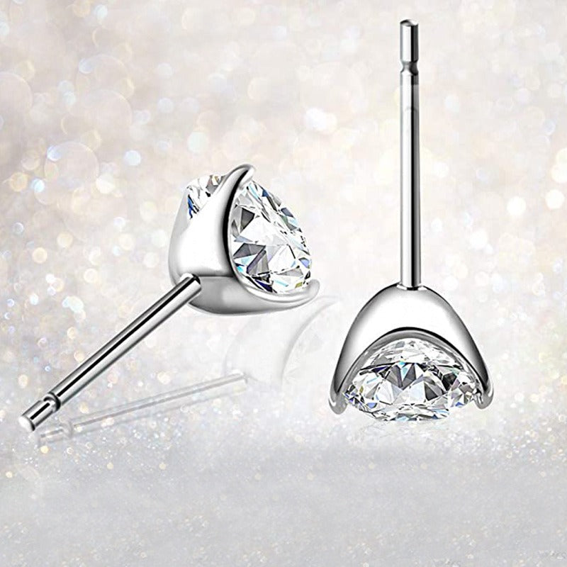 "STUNNING FLAME" 18K Gold Plated Silver Brilliant Cut Simulated Diamond Cubic Zirconia Stud Earrings